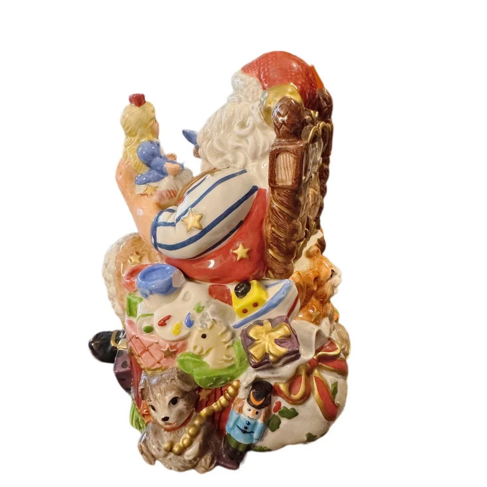 VTG Fitz and Floyd Classics SantasToy Shop Ceramic Christmas Cookie/Candy Jar 8